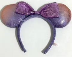 ディズニー　カチューシャ　ピンク　パープル　スパンコール　リボン　ミニー