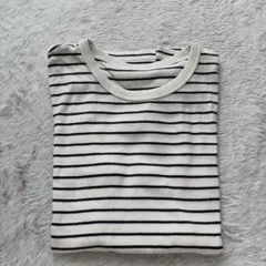 UNIQLO ソフトリブクルーネックT ボーダー M