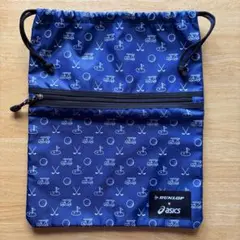 ダンロップ×アシックス　巾着型 シューズケース　ネイビーのサムネイル