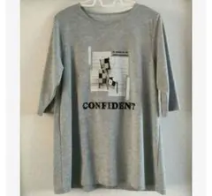 グレー CONFIDENT ロゴプリント 七分袖 カットソー