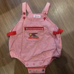 サイズフリー　MIKI HOUSE 赤チェックロンパース