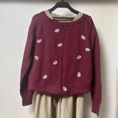 DRESKIP 花柄刺繍のニット M