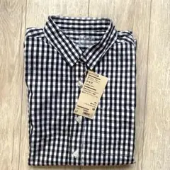 【新品】無印良品　洗いざらし　ブロード　黒チェック　シャツ　M