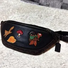 極美品/激レア コーチ ボディバッグ クリーチャー パッチ ワーレン レザー