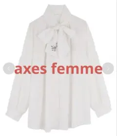 axes femme アクシーズファム＊刺繍入りリボンロングブラウス＊生成りMのサムネイル