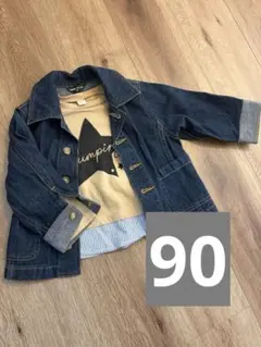 90サイズ　デニムジャケットと星プリントTシャツセット　アプレレクール　コムサ