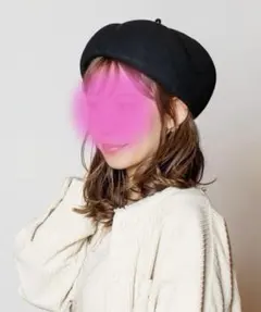 美品 CA4LA クグロフ ブラックベレー帽 メルトンWOOL100％ FREE