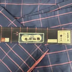 琉球紬 正絹 格子の素敵なデザイン 着物A-0342