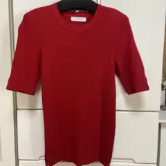 パシオーネ　サラサラリブニット赤のサムネイル