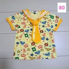 【美品】BABY DOLL　80　ベビー　トップス　半袖　イエロー　ポロシャツ