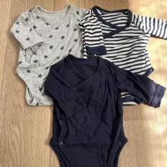 ユニクロ　UNIQLO 前開き　ロンパース 3点セット 長袖 星柄 ストライプ