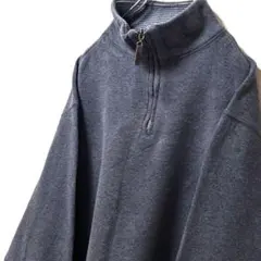 タッソエルバ 無地 ハーフジップスウェットトレーナー グレー 灰色 L 古着