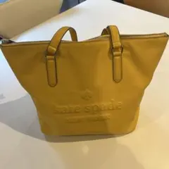 美品✨ ケイトスペード トートバッグ エンボス ロゴ レザー イエロー