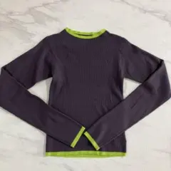 【試着のみ】 BONJOUR SAGAN 配色デザインリブニット グレー