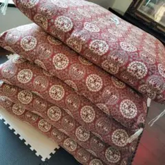 未使用※インド ブロックプリント 中綿入りベビーキルト ディープレッド