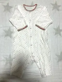 【水通しのみ・未使用】赤ちゃんの城ドット柄 長袖ロンパース 80cm 綿100%