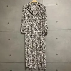 ZARA モノクロスプラッターパターン ロングワンピース Mサイズ