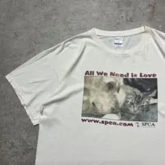 00s ビンテージ 動物愛護団体SPCA 犬 猫 フォト プリント Tシャツ L