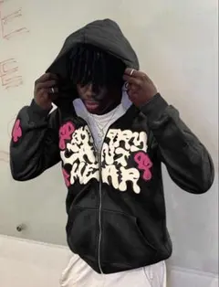 SORRY CANT HEAR グラフィック ジップアップ パーカー
