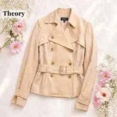 Theory セオリー 麻 リネン混 ショートトレンチコート ジャケット 2