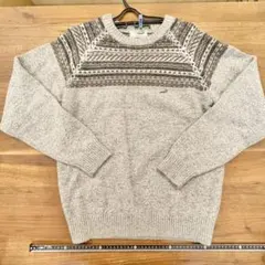 クロコダイル メンズ ノルディック柄 セーター グレー ニット 美品のサムネイル