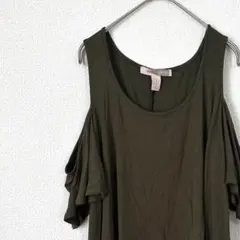 Forever21 カットソー クルーネック ノースリーブ 肩見せ XL 大きめ