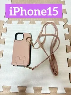 キャラクターピンク iPhone用ケース 手帳型 ストラップ付き