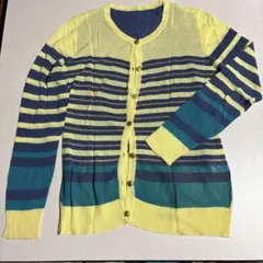 イエローとネイビーのストライプカーディガンMサイズ