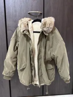 オリーブ色モッズコート フリースライニング付き