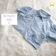 【バイムニール/by muni:r】ラブリーパフリボンブラウス/クロップド丈のサムネイル