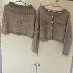 チェック柄ファー風セットアップ