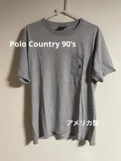 【アメリカ製】ポロカントリー Tシャツ グレー シングルステッチ　90’s S