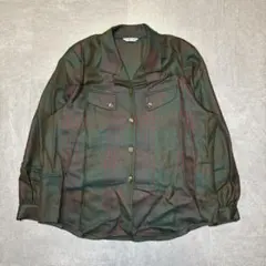 レディース ヴィンテージ 総柄シャツ 長袖 チェック柄 グリーン フリーサイズ