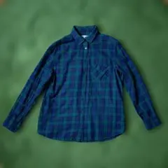 秋物先取り！UNIQLO 未使用チェック柄長袖シャツ グリーン×ネイビー