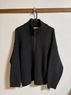WYM LIDNM HALF ZIP AZE KNIT チャコール Sサイズ