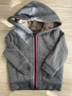 TOMMY グレー フード付きボアパーカー 80cm