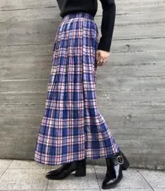 PAGEBOY チェックプリーツスカート ブルー