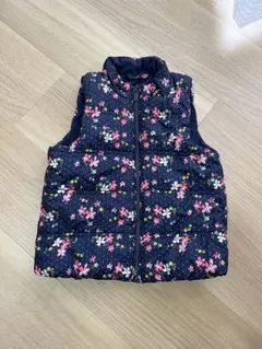 花柄ネイビー ダウンベスト　アウター