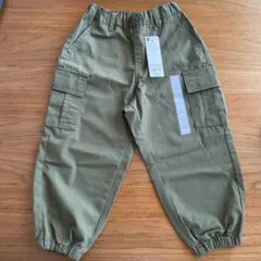 GU キッズ カーゴパンツ 110 オリーブ