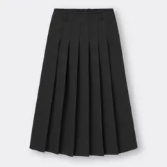 GU　プリーツAラインミディスカートQブラック XL スカート