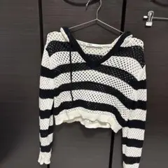 ZARA ボーダー柄 フード付きニット
