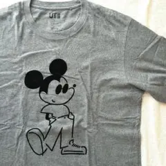 L　UT　長場雄　ミッキーマウス　Tシャツ　グレー　古着　ユニクロ　イラスト