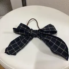 チェックリボン　ヘアゴムのサムネイル