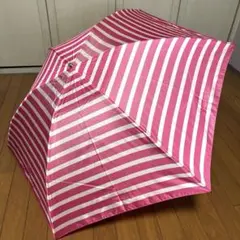 ケイトスペード・軽量 雨用 折傘 折り畳み傘（ボーダー ピンク・東レのトレカのサムネイル