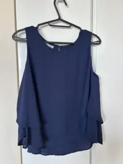 美品⭐︎ ネイビー ノースリーブ フリル シャツ