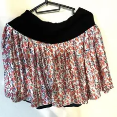 リバーシブル　ミニスカート　花柄&紺無地