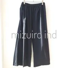 ミズイロインド　ワイドフレアパンツ　サイズ2　ブラック　コットン×ナイロン