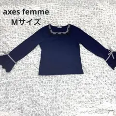 A-24　axes femme　カットソー　レース　ネイビー　Mサイズ