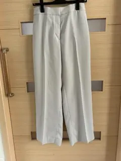 PLSTライトグレー ワイドパンツ ゴムウエスト