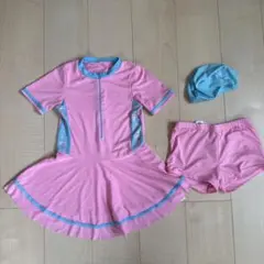 ピンク ワンピース水着 セット 女の子用